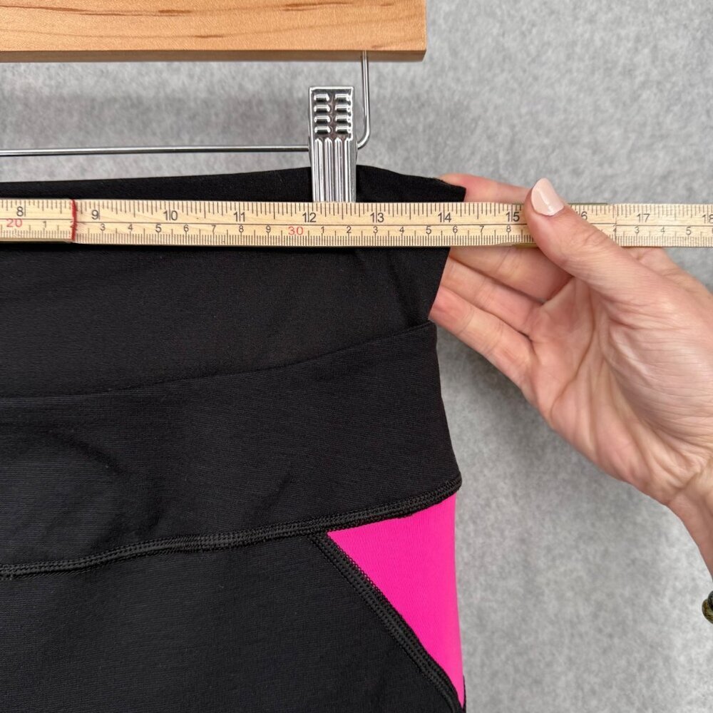 Spanx Womens SlimX Bagel Buster Double Waistband Flare Legging Size L Black Pink - Picture 10 of 13